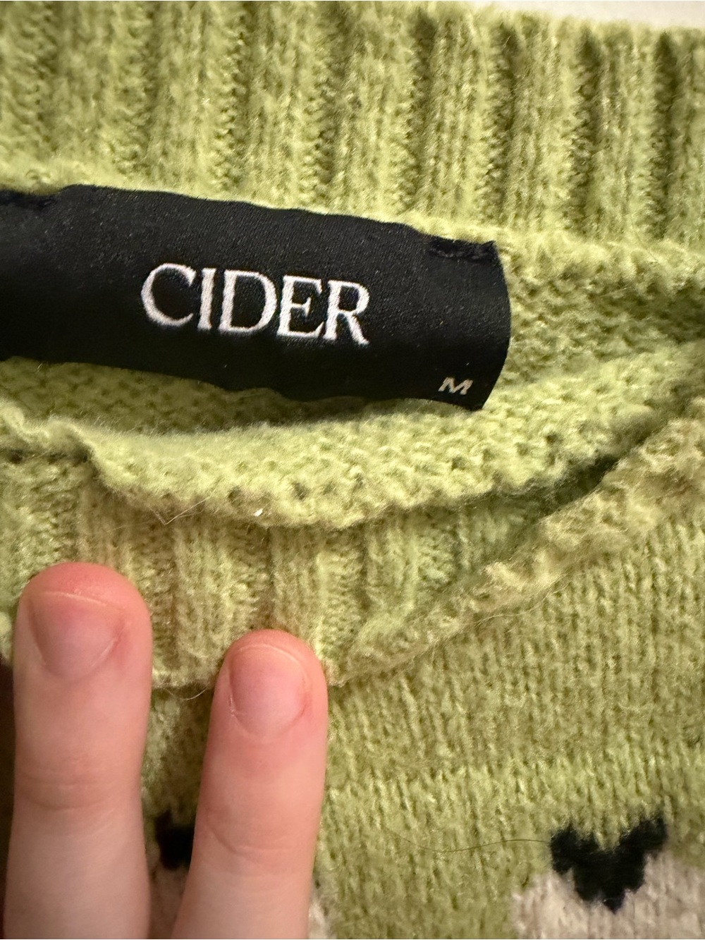 Cider Lime Green Cropped Sheep Crewneck Sweater - Picture 2 of 2